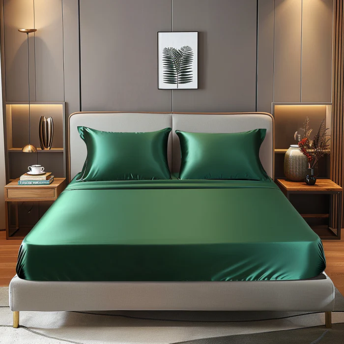 Silky Elastic Fitted Sheets with 2 Pillow Covers - Image 45