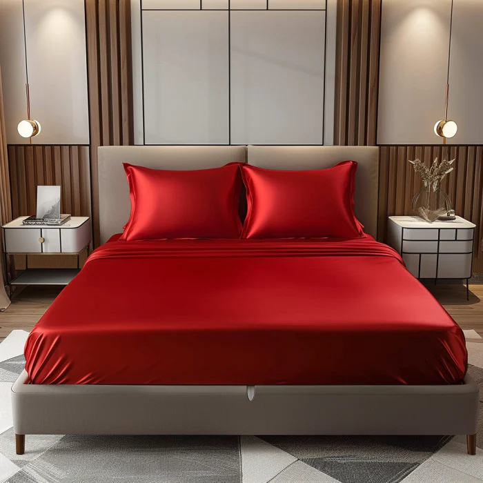 Silky Elastic Fitted Sheets with 2 Pillow Covers - Image 64