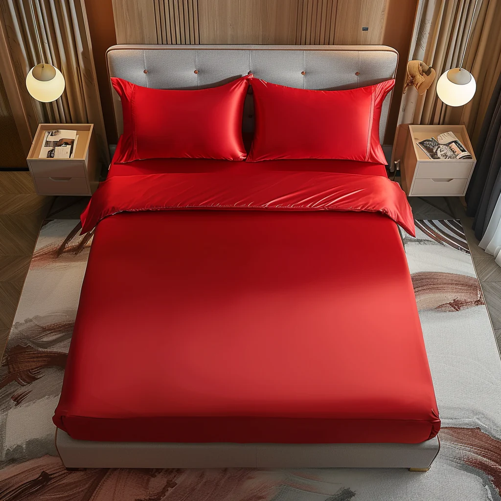 Silky Elastic Fitted Sheets with 2 Pillow Covers - Image 66