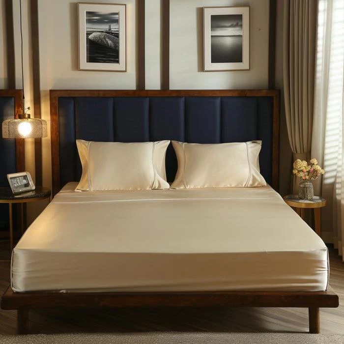 Silky Elastic Fitted Sheets with 2 Pillow Covers - Image 43