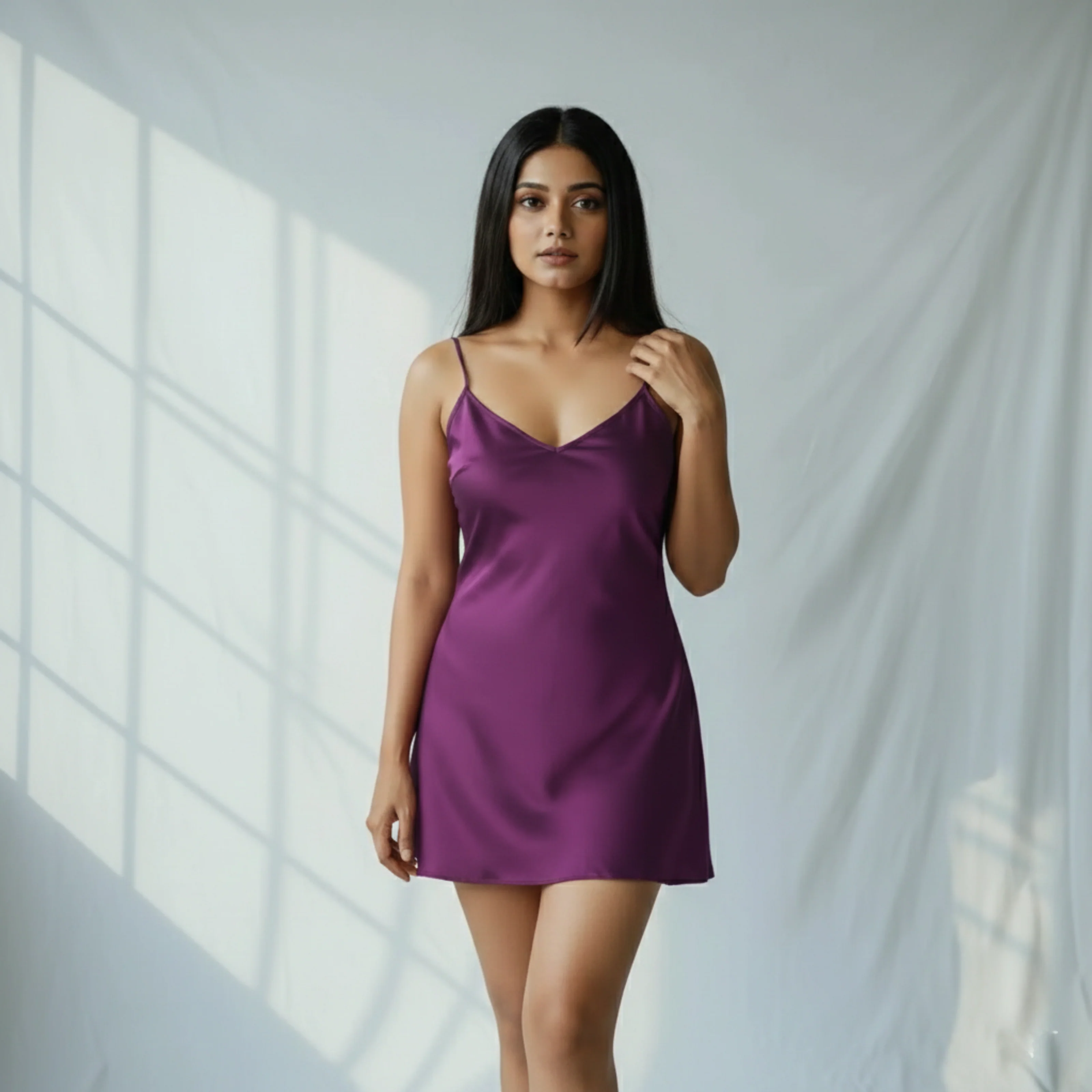 Silky Mini Slip Dress - Image 48