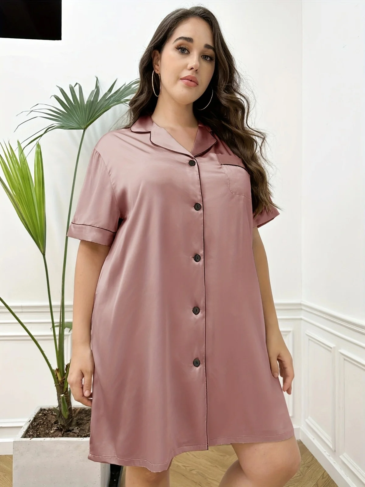 Silky Shirt Dress - Image 5