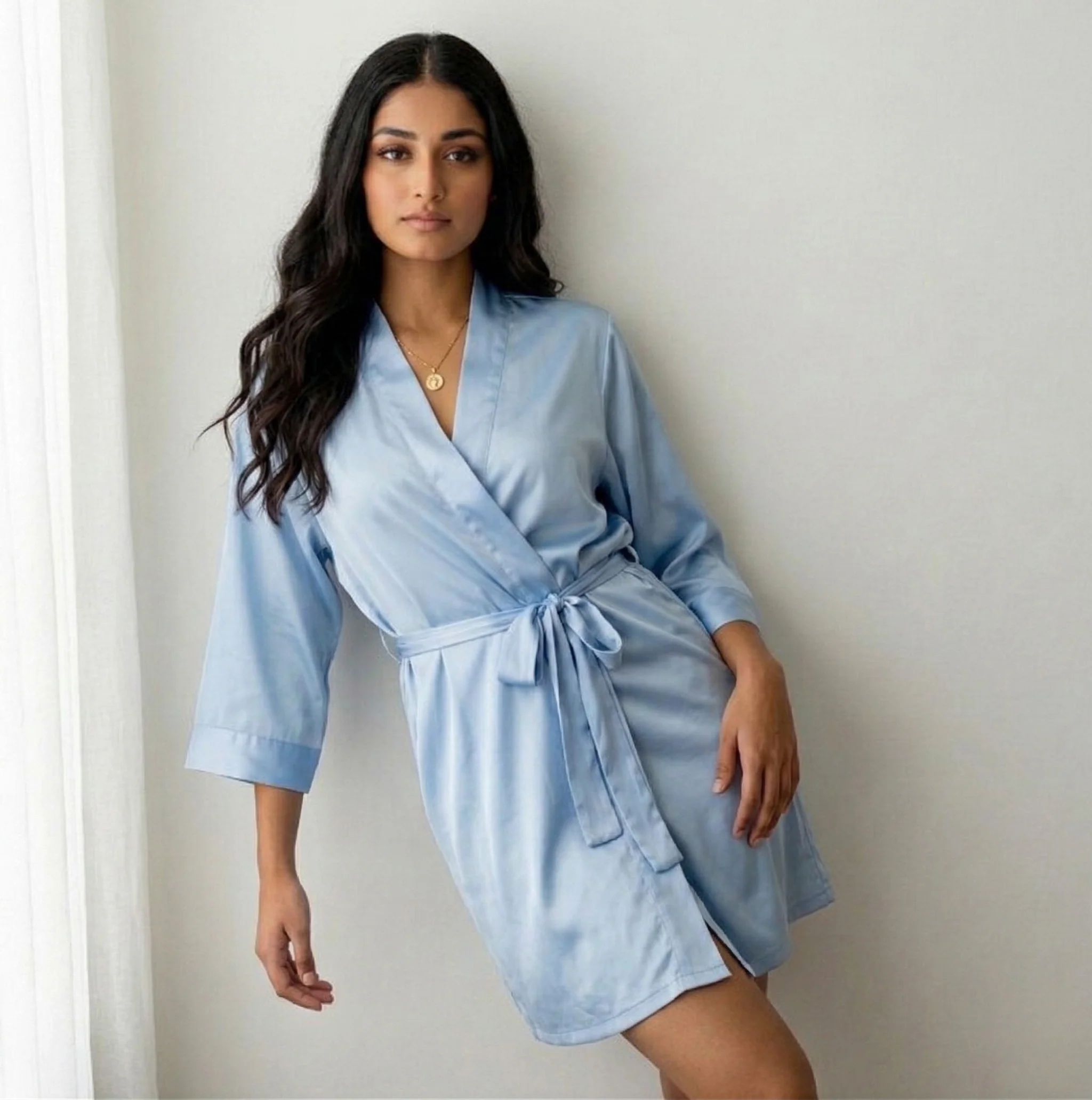 Silky Babydoll Belted Kimono Robe - Image 115