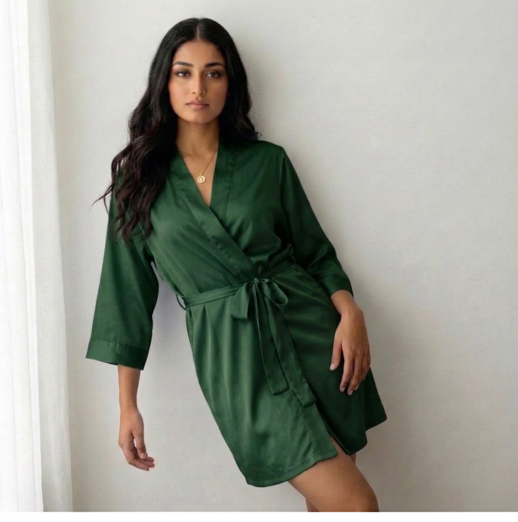 Silky Babydoll Belted Kimono Robe - Image 127