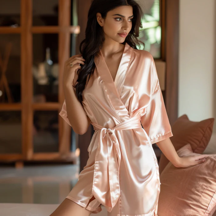 Silky Babydoll Belted Kimono Robe - Image 81