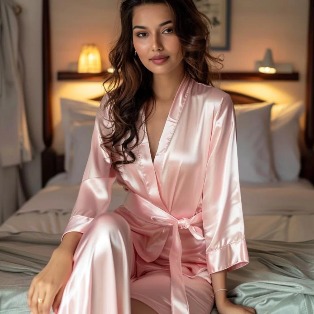 Silky Babydoll Belted Kimono Robe - Image 85